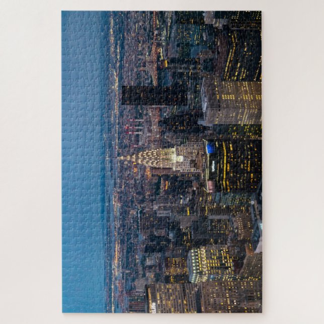 New York City Skyline Cityscape Night Lights Jigsaw Puzzle (Vertical)