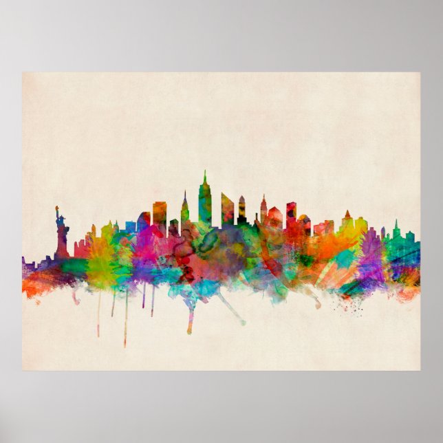 New York City Skyline Cityscape Poster (Front)