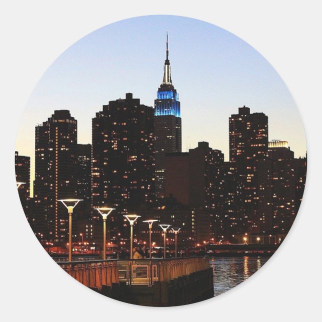 New York City Skyline Classic Round Sticker (Front)