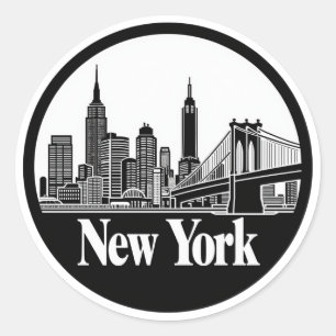 New York City Skyline Classic Round Sticker