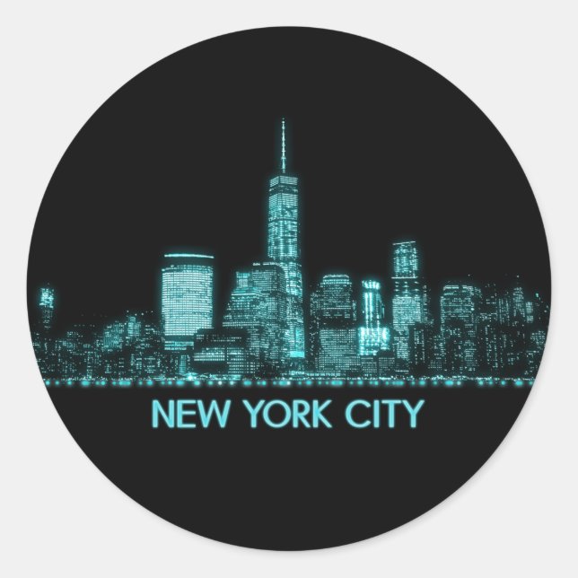 New York City Skyline Classic Round Sticker (Front)