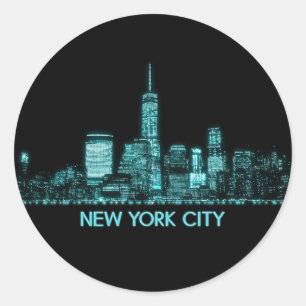 New York City Skyline Classic Round Sticker