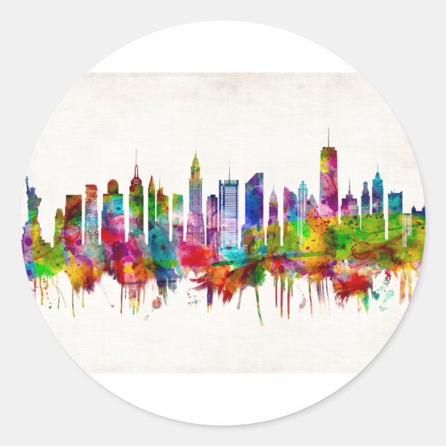 New York City Skyline Classic Round Sticker (Front)