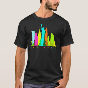 New York City Skyline Colourful New Yorker Citysca T-Shirt