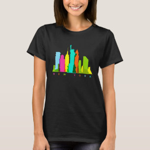 New York City Skyline Colourful New Yorker Citysca T-Shirt