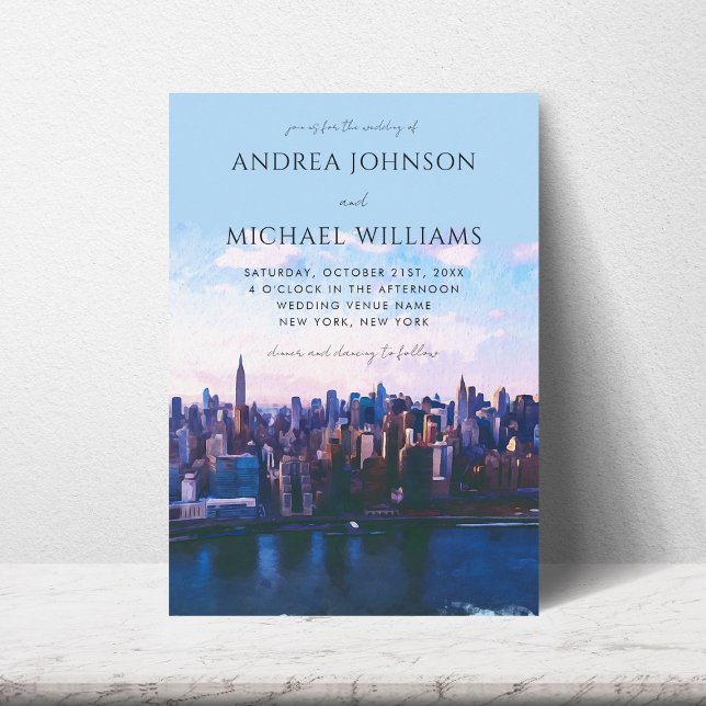 New York City Skyline Destination Travel Wedding Invitation (Creator Uploaded)