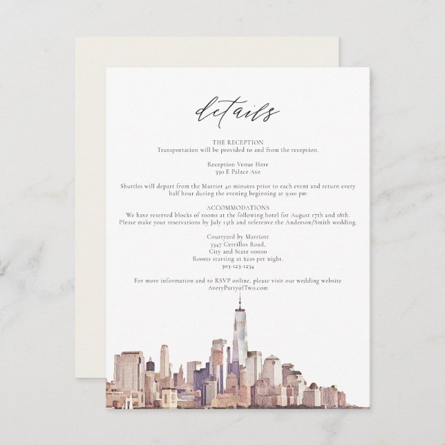 NEW YORK CITY Skyline Details Insert Card (Front/Back)