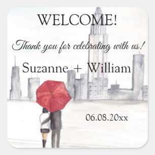 NEW YORK CITY skyline Favours Weddings  Square Sticker