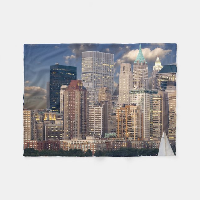 New York City Skyline from Hudson River Fleece Blanket (Front (Horizontal))