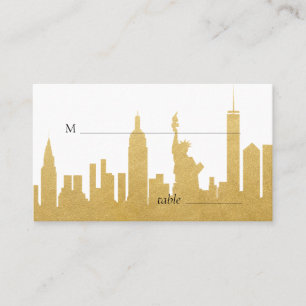 New York City Skyline Gold NYC Escort Place Card