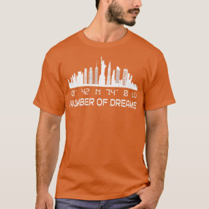 New York City Skyline GPS Coordinates Manhattan T-Shirt