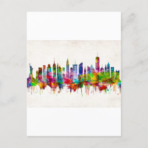 New York City Skyline Holiday Postcard