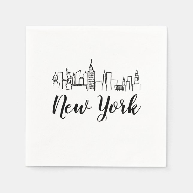 New York City Skyline Illustration Napkin (Front)