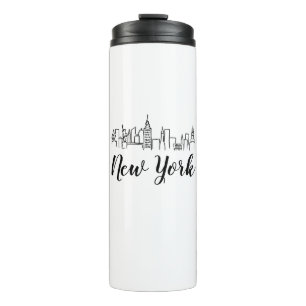 New York City Skyline Illustration Thermal Tumbler