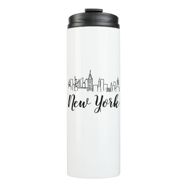 New York City Skyline Illustration Thermal Tumbler (Front)