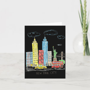 New York City Skyline Illustration Urban Kids Art  Card