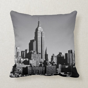 New York City Skyline in Black and White Cushion