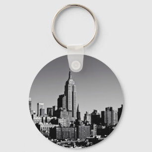 New York City Skyline in Black and White Key Ring