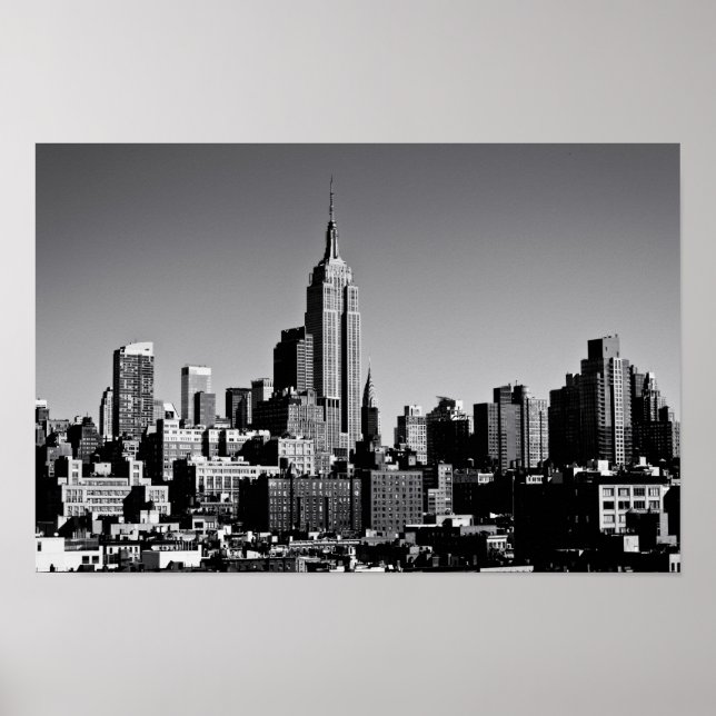 New York City Skyline in Black and White Poster (Front)