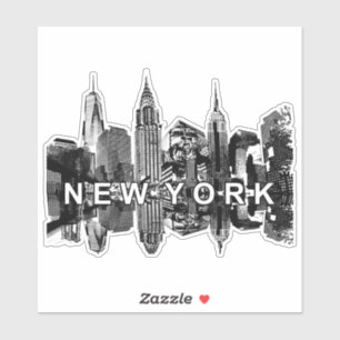 New York City skyline in black ink