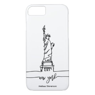 New York City Skyline Lady Liberty Statue Case-Mate iPhone Case