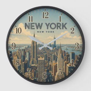 New York City Skyline Large Clock