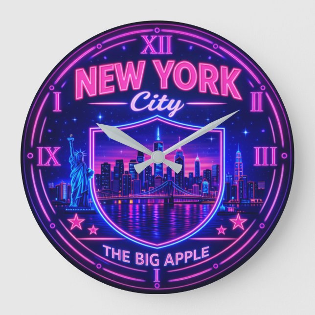 New York City Skyline  Large Clock (Front)