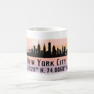 New York City Skyline Latitude and Longitude   Coffee Mug