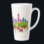 New York City Skyline Latte Mug<br><div class="desc">Elegant Watercolor Skyline of New York City,  It comprises 5 boroughs sitting where the Hudson River meets the Atlantic Ocean. At its core is Manhattan</div>