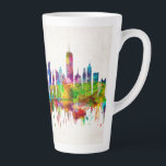 New York City Skyline Latte Mug<br><div class="desc">Elegant Watercolor Skyline of New York City,  It comprises 5 boroughs sitting where the Hudson River meets the Atlantic Ocean. At its core is Manhattan</div>