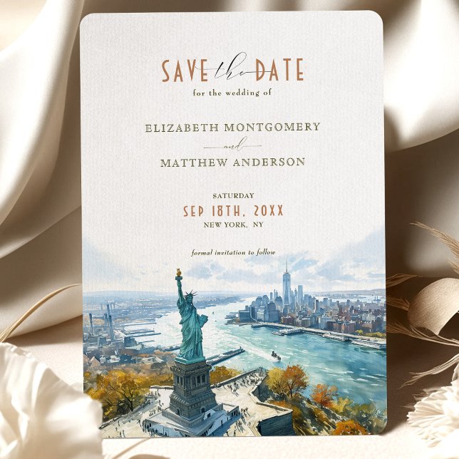 New York City Skyline Liberty Save-the-Date Invitation (Creator Uploaded)
