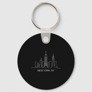 New York City Skyline Line Art Drawing Nyc Souveni Key Ring