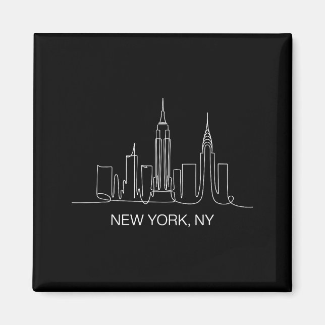 New York City Skyline Line Art Drawing Nyc Souveni Magnet (Front)
