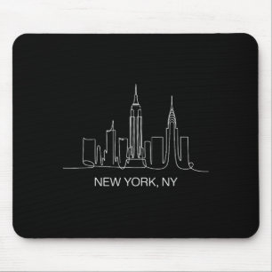 New York City Skyline Line Art Drawing Nyc Souveni Mouse Mat