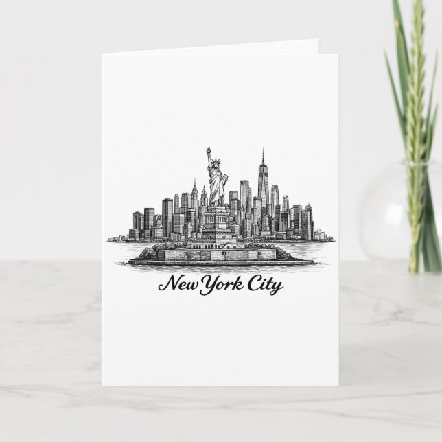 New York City Skyline Line Art Illustration Card (Front)