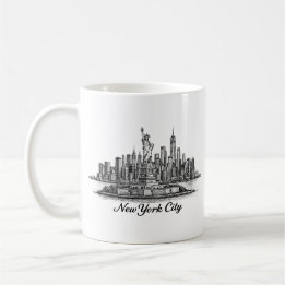 New York City Skyline Line Art Illustration Coffee Mug