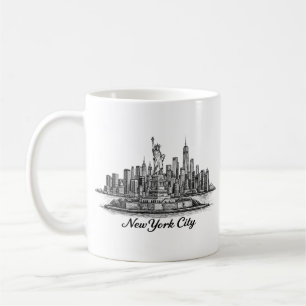 New York City Skyline Line Art Illustration Coffee Mug
