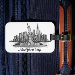 New York City Skyline Line Art Illustration Luggage Tag