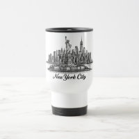 New York City Skyline Line Art Illustration