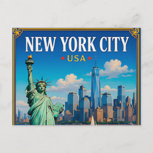 🗽 New York City Skyline Memory From Manhattan 🗽 Postcard