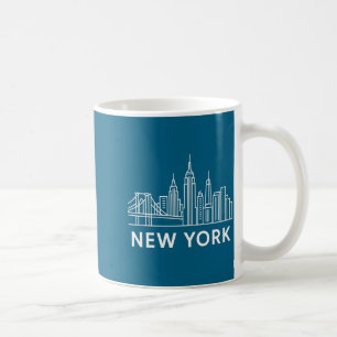 New York City Skyline Minimalist White Line Art _1 Coffee Mug