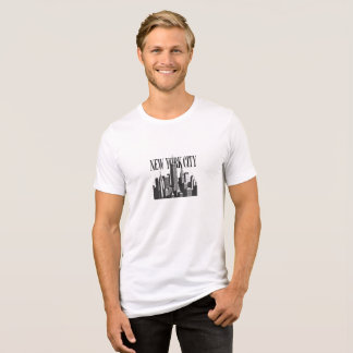 New York City Skyline Minimalist White T-Shirt Tri-Blend Shirt