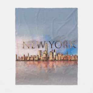 New York City Skyline - mixed media Fleece Blanket