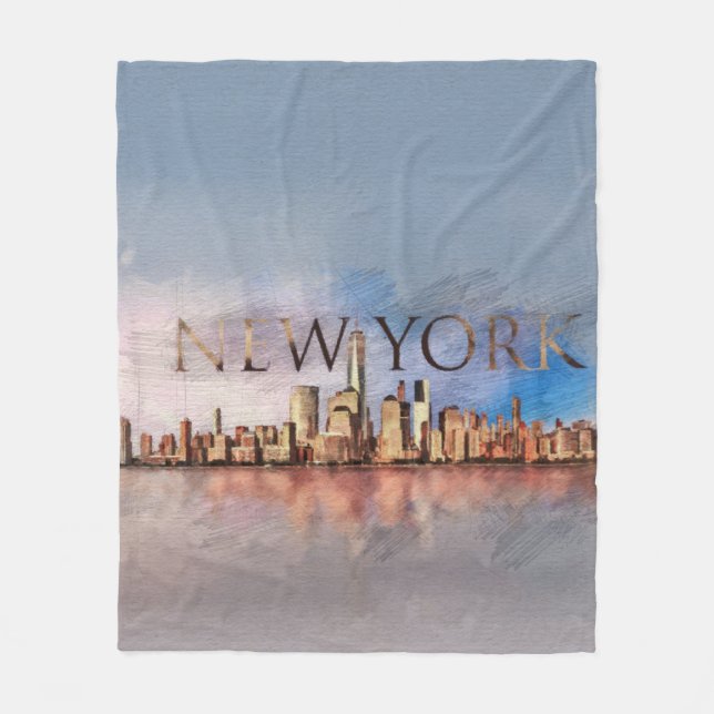 New York City Skyline - mixed media Fleece Blanket (Front)