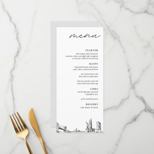New York City Skyline Modern Wedding Dinner Menu