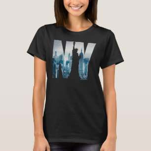 New York City Skyline  New York Illustration Graph T-Shirt