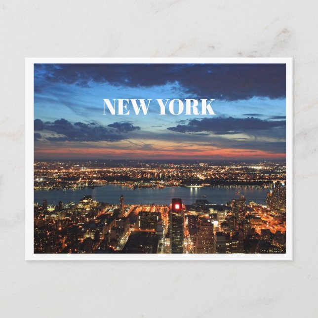 New York City Skyline Night Buildings Landscape Holiday Postcard (Front)