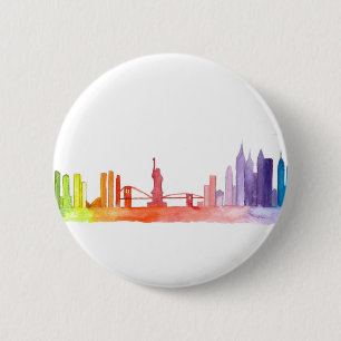 NEW YORK CITY skyline NYC Colorful modern 6 Cm Round Badge