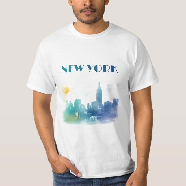 New York City Skyline NYC Travel America Liberty T-Shirt (Front)