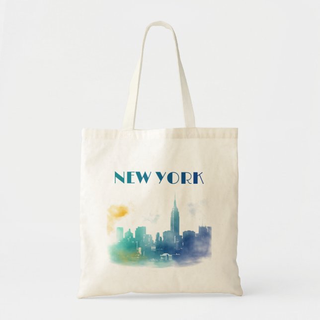 New York City Skyline NYC Travel America Liberty Tote Bag (Front)